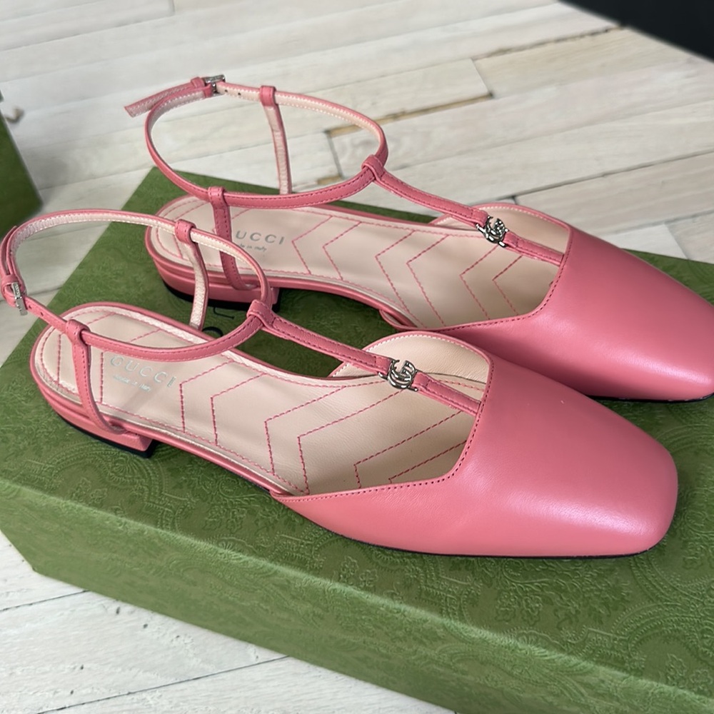 GUCCI Marmont Heel Size 38.5 US 8.5 T-Strap pink - Picture 2 of 9
